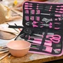 Fieldmann FDG 5016-71R Ensemble d'Outils de Bricolage 71 Pièces en Rose avec Poignées Ergonomiques pour Maison et Jardin