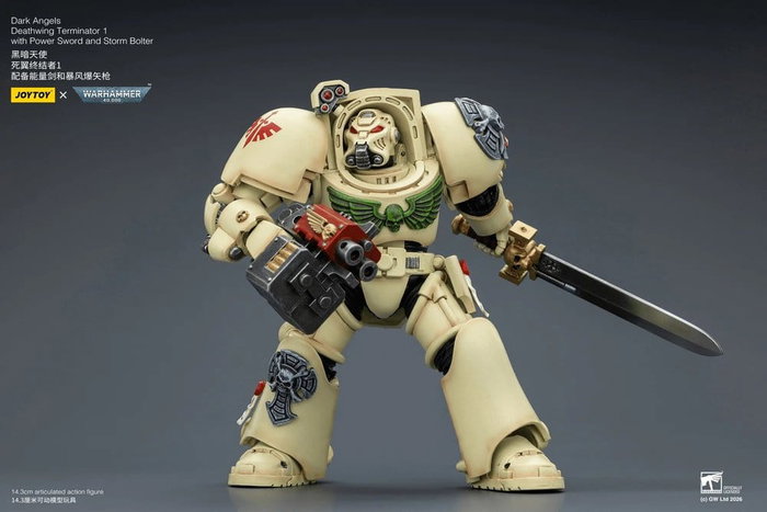Joy Toy (CN) Warhammer 40,000 Dark Angels Deathwing Terminator avec épée de puissance et bolter de tempête