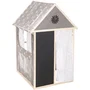Roba Maisonnette 4 en 1 - Bois et tissu, 4 faces (Théâtre, Épicerie, Banque, Kiosque avec tableau) - Jouet en bois robuste - Gris - 128 * 94.5 * 82.5 cm