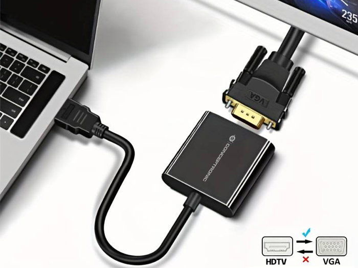 Conceptronic ABBY20B Adaptateur HDMI vers VGA 0.25 m Noir 1080p Conceptronic ABBY20B Adaptateur HDMI vers VGA 0.25 m Noir 1080p