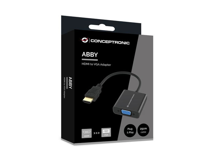 Conceptronic ABBY20B Adaptateur HDMI vers VGA 0.25 m Noir 1080p Conceptronic ABBY20B Adaptateur HDMI vers VGA 0.25 m Noir 1080p