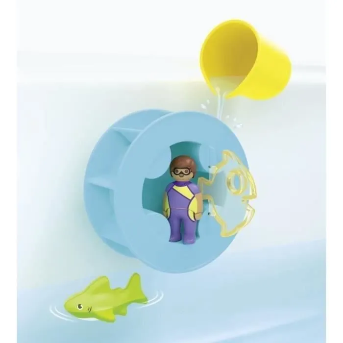 Playmobil - 71688 - Roue aquatique avec bébé requin - Jouet de bain éducatif pour enfant à partir de 12 mois