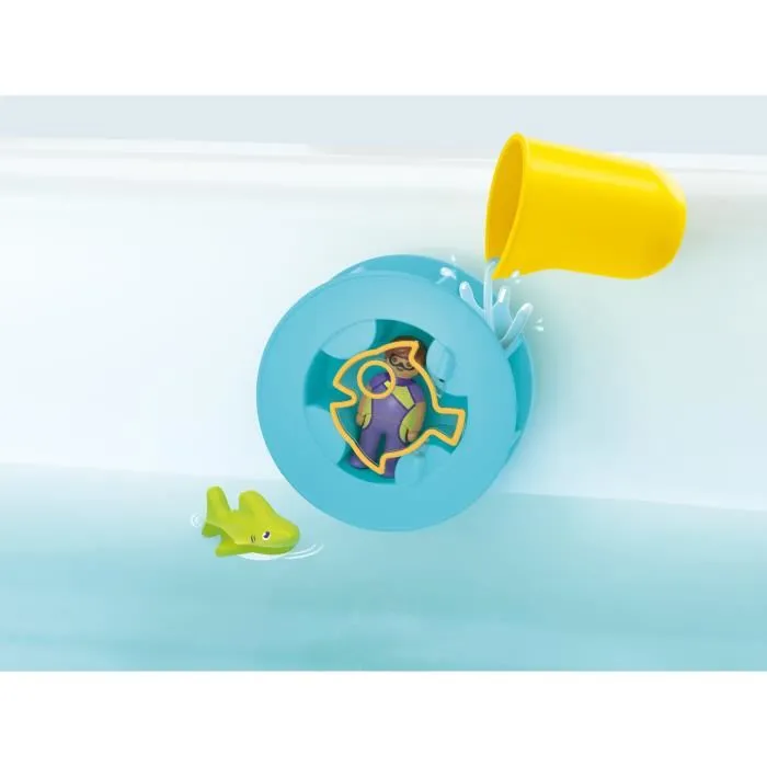 Playmobil - 71688 - Roue aquatique avec bébé requin - Jouet de bain éducatif pour enfant à partir de 12 mois