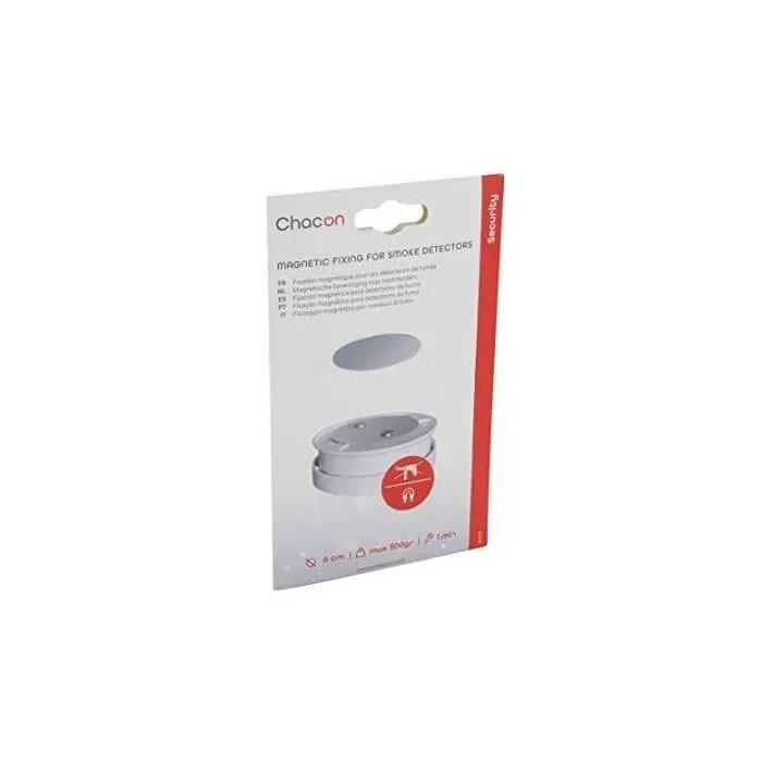 Chacon Fixation Magnétique pour Détecteur de Fumée - Installation Rapide et Facile - Support Max 500 g - Pour Plafond ou Mur - Blanc