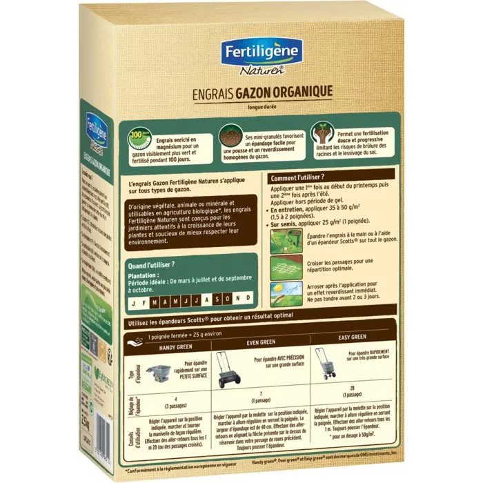 Fertiligene Engrais gazon organique 2.5 kg