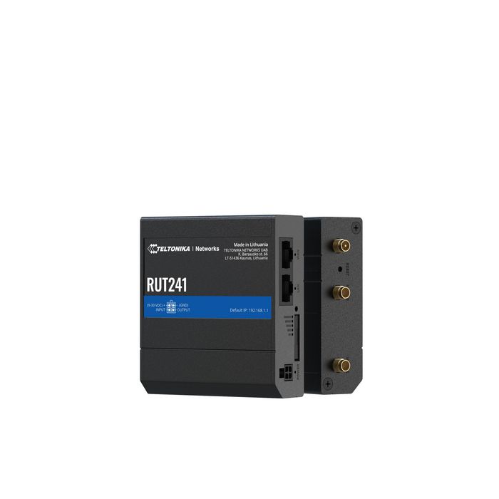 Teltonika Networks RUT241 - Routeur 4G LTE Cat 4 Wi-Fi, 2 ports Ethernet (1 WAN, 1 LAN) pour IoT/M2M - Bande Europe/Moyen-Orient/Afrique