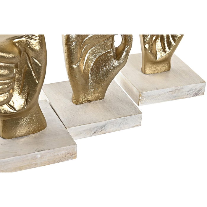 DKD Home Decor Figurine Décorative Mains Loft Blanc Doré