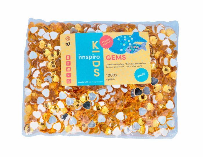 Innspiro Gemmes décoratives acryliques cœur jaune 10x10mm, 1000 unités environ
