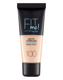 Maybelline Fit Me Matte + Poreless Fond de teint liquide 100 Ivoire chaud, 30 ml