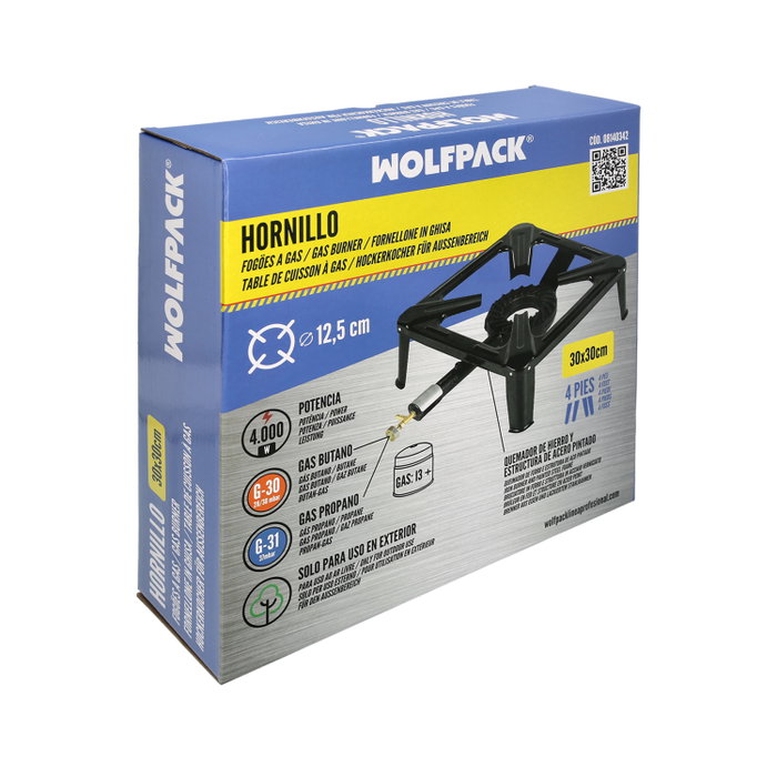 WOLFPACK LINEA PROFESIONAL Réchaud à gaz 4 pieds 30x30cm WOLFPACK LINEA PROFESIONAL Réchaud à gaz 4 pieds 30x30cm