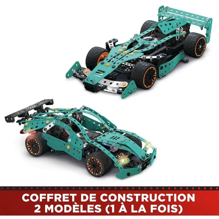 Bandai Meccano APM20108 - Coffret de Construction Voiture de Course 2 en 1 avec 353 Pièces, Inclut Modèle de Formule 1 - Jouet de Construction Mécanique Éducatif à Partir de 10 Ans