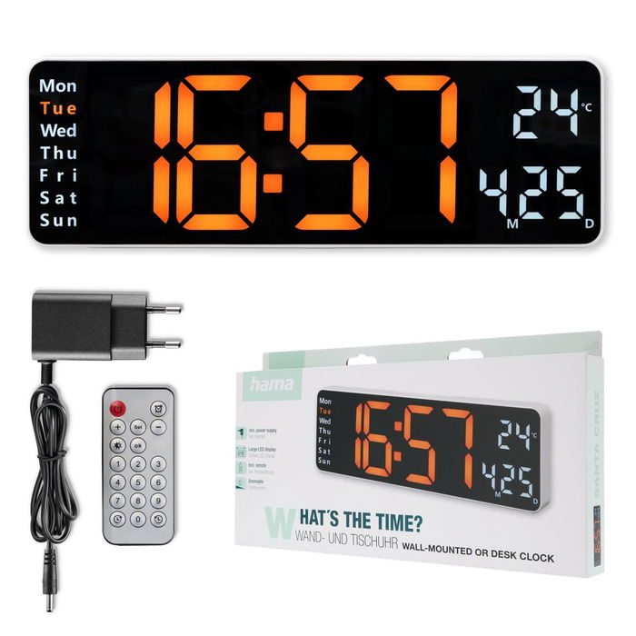 Horloge Murale avec Thermomètre Hama 00222224 Blanc Noir Plastique