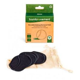 BAMBOOVEMENT Disques démaquillants en bambou et coton noir, 6 unités