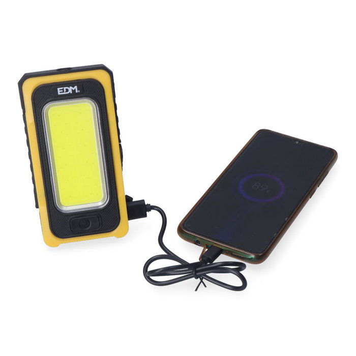 Edm Lampe torche LED solaire rechargeable avec crochet et aimant 10 W 750 lm COB