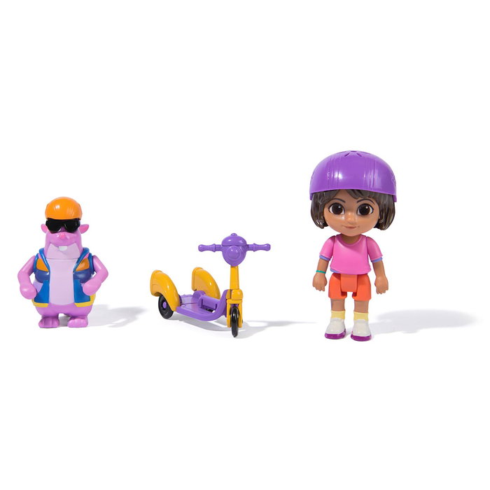 Spin Master Figurines Dora l'exploratrice et Tico - Pack avec patinette 3 roues - Articulées et détaillées - Jouet 3+ ans - Multilingue