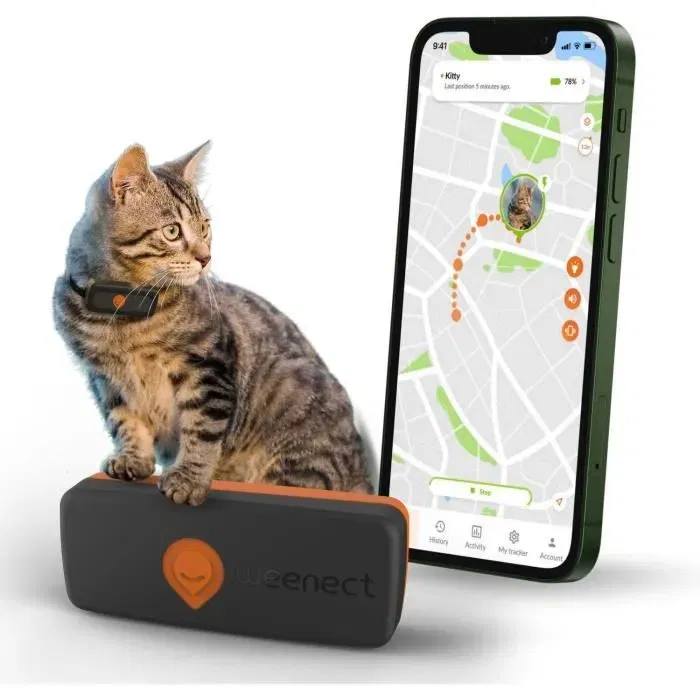 Weenect XS Traceur GPS pour Chat - Black Edition 2023 - Suivi en temps réel, pour extérieur, sans limite de distance, le plus petit du marché Weenect XS Traceur GPS pour Chat - Black Edition 2023 - Suivi en temps réel, pour extérieur, sans limite de distance, le plus petit du marché