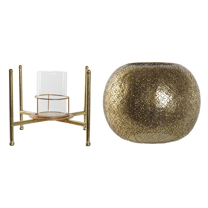 Bougeoir Home ESPRIT Doré Métal Verre 29 x 29 x 26,5 cm Bougeoir Home ESPRIT Doré Métal Verre 29 x 29 x 26,5 cm