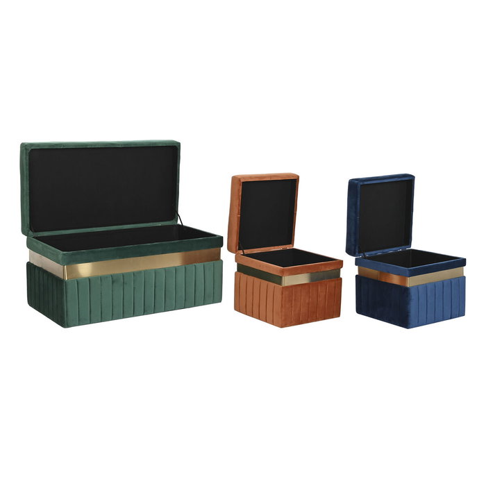 Banquette DKD Home Decor Bleu Vert Orange Doré Bois MDF 93 x 47 x 45 cm (3 Unités) Banquette DKD Home Decor Bleu Vert Orange Doré Bois MDF 93 x 47 x 45 cm (3 Unités)