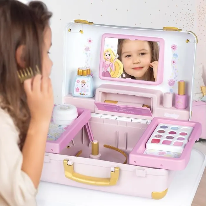 Smoby Valise beauté Disney Princesse avec 13 accessoires (coiffure, onglerie, maquillage) et miroir - Fabrication française
