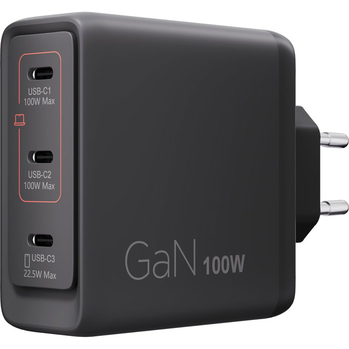 Lenovo 100W GaN Triple Adaptateur AC avec 3 ports USB-C Noir Lenovo 100W GaN Triple Adaptateur AC avec 3 ports USB-C Noir