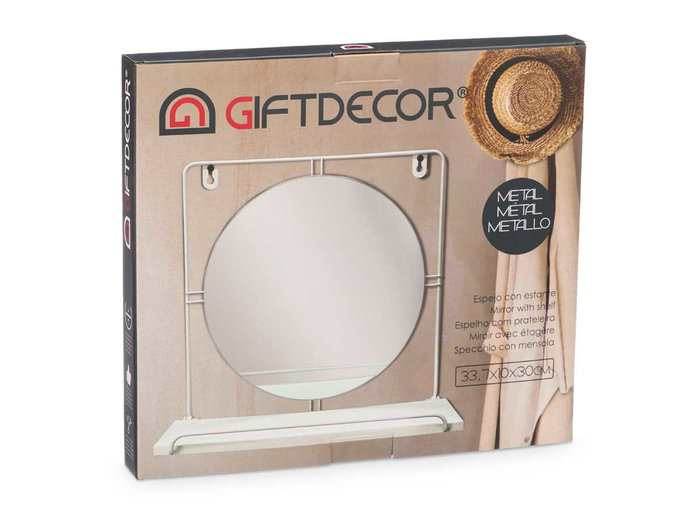 GIFTDECOR Miroir étagère mural blanc