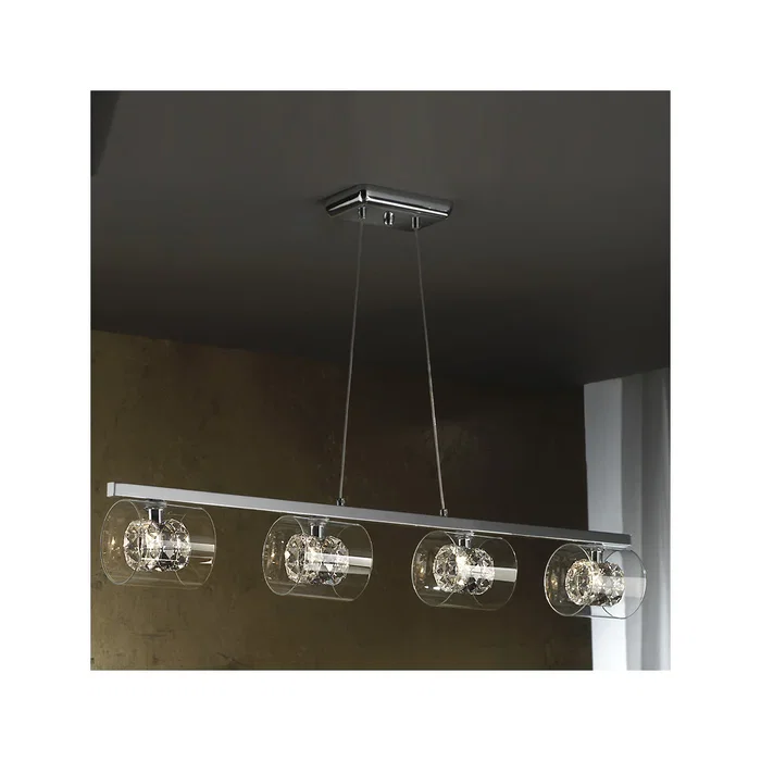 Flash Lampe Suspension Plafonnier SCH-391653 4xG9 avec Ampoules Blanc Chaud