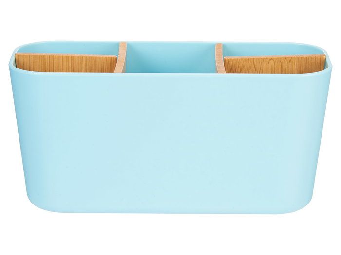 Berilo Organisateur ovale 5 compartiments bambou et plastique bleu 21x10x9 cm (Set de 6)