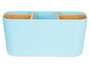 Berilo Organisateur ovale 5 compartiments bambou et plastique bleu 21x10x9 cm (Set de 6)