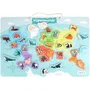 J.A.D.E Plateau magnétique éducatif des continents avec 30 animaux en bois FSC - Jeu de géographie et biodiversité pour enfants dès 3 ans - 40x30 cm
