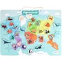 J.A.D.E Plateau magnétique éducatif des continents avec 30 animaux en bois FSC - Jeu de géographie et biodiversité pour enfants dès 3 ans - 40x30 cm