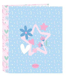 Safta Carpeta Blackfit8 "Smile" - Classeur à 4 anneaux 35 mm, dos large, format 27 x 33 x 6 cm, couleur noir