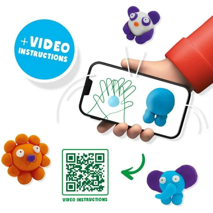 SES CREATIVE Pâte à Modeler FunDo Interactive pour Jeunes Enfants - Animaux Sauvages (Éléphant, Panda, Lion) - Lot 3 x 90 g + 1 x 40 g