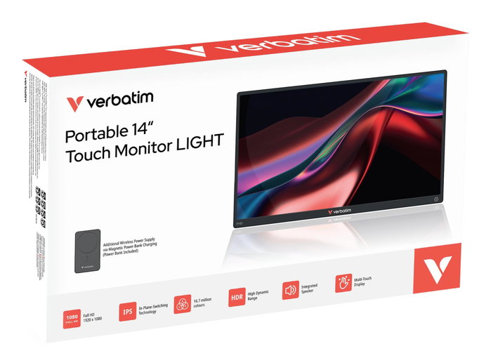 Verbatim 32088 Moniteur Portable Tactile 14 pouces Full HD Noir