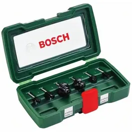 Bosch - Coffret de 6 fraises au carbure de tungstène - Diamètre 6 mm - Pour rainurage, profilage et arrondi - Inclut fraises à rainurer, à canneler, à arrondir et à queue d'aronde