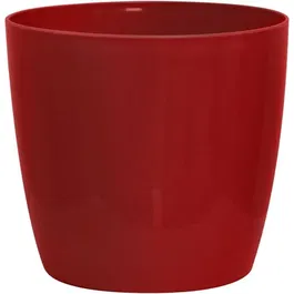 Garden Id Cache-pot brillant Shiny Rouge avec roulettes 30 x 27 cm - Aspect céramique étanche - Déplacement aisé - Décoration d'intérieur