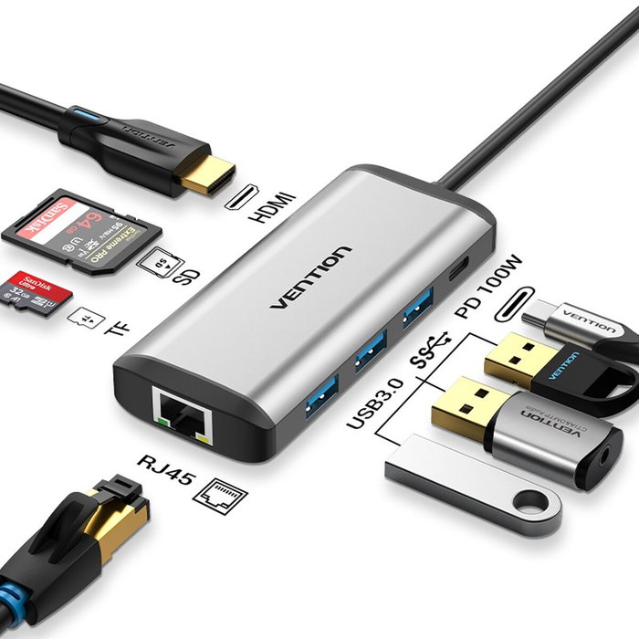Hub USB Vention CNDHB Argenté Hub USB Vention CNDHB Argenté