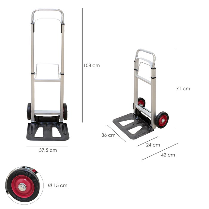 WOLFPACK LINEA PROFESIONAL Diable Maurer en aluminium pliable 90 kg WOLFPACK LINEA PROFESIONAL Diable Maurer en aluminium pliable 90 kg