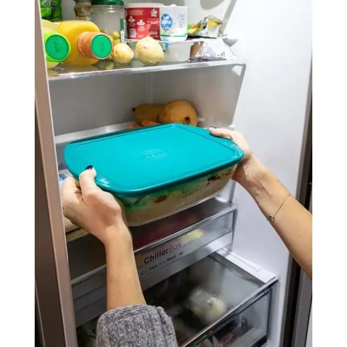 Pyrex Cook & Store - Lot de 3 plats rectangulaires en verre avec couvercles (0.4L, 1.1L, 2.5L) - Résistant aux chocs thermiques, sans BPA