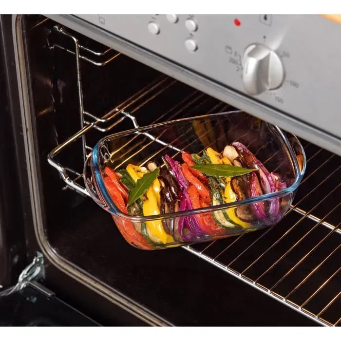 Pyrex Cook & Store - Lot de 3 plats rectangulaires en verre avec couvercles (0.4L, 1.1L, 2.5L) - Résistant aux chocs thermiques, sans BPA