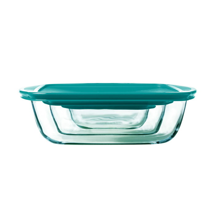 Pyrex Cook & Store Lot de 3 plats rectangulaires en verre avec couvercles, Vert Pyrex Cook & Store Lot de 3 plats rectangulaires en verre avec couvercles, Vert