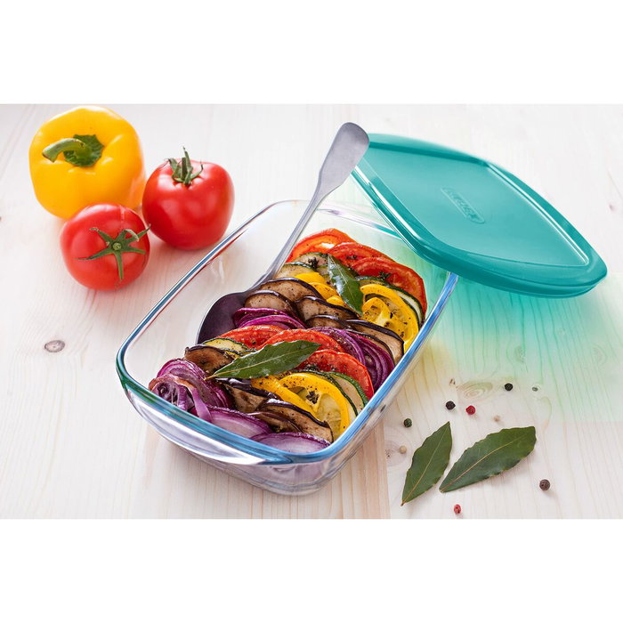Pyrex Cook & Store Lot de 3 plats rectangulaires en verre avec couvercles, Vert Pyrex Cook & Store Lot de 3 plats rectangulaires en verre avec couvercles, Vert