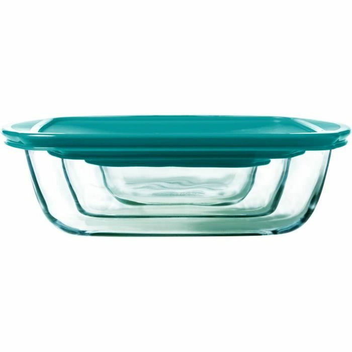 Pyrex Cook & Store Lot de 3 plats rectangulaires en verre avec couvercles, Vert Pyrex Cook & Store Lot de 3 plats rectangulaires en verre avec couvercles, Vert