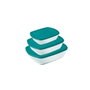 Pyrex Cook & Store Lot de 3 plats rectangulaires en verre avec couvercles, Vert