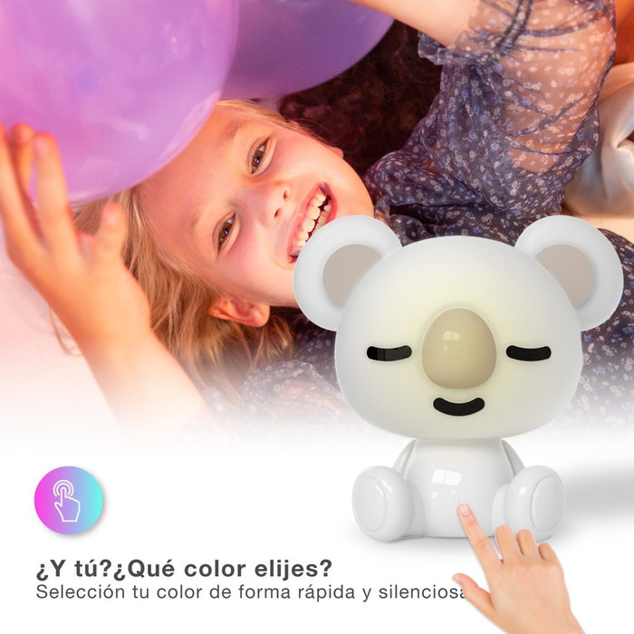 GSC Evolution Veilleuse enfant Koala LED RGB + lumière de jour, batterie rechargeable, blanc