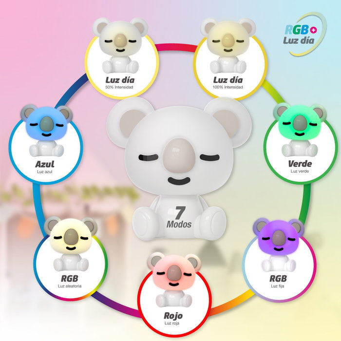 GSC Evolution Veilleuse enfant Koala LED RGB + lumière de jour, batterie rechargeable, blanc