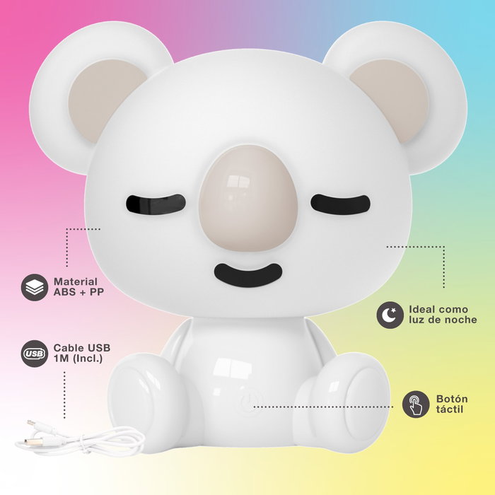 GSC Evolution Veilleuse enfant Koala LED RGB + lumière de jour, batterie rechargeable, blanc