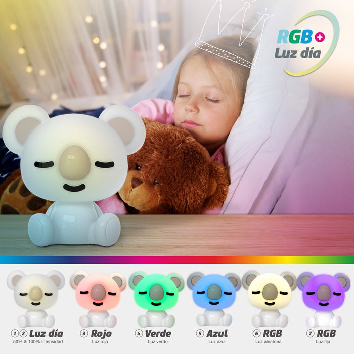 GSC Evolution Veilleuse enfant Koala LED RGB + lumière de jour, batterie rechargeable, blanc