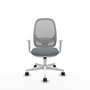 Chaise Cilanco Synchro 3 positions tissu Gris Structure polyamide blanc Accoudoirs blancs Sans appui-tête Roulettes 65mm nylon