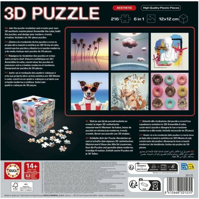 Educa Puzzle 3D Cube Aesthetic - 216 Pièces