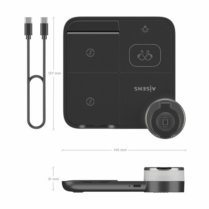 Chargeur sans fil Aisens 4IN1 15WACCS Noir 15 W 50 W